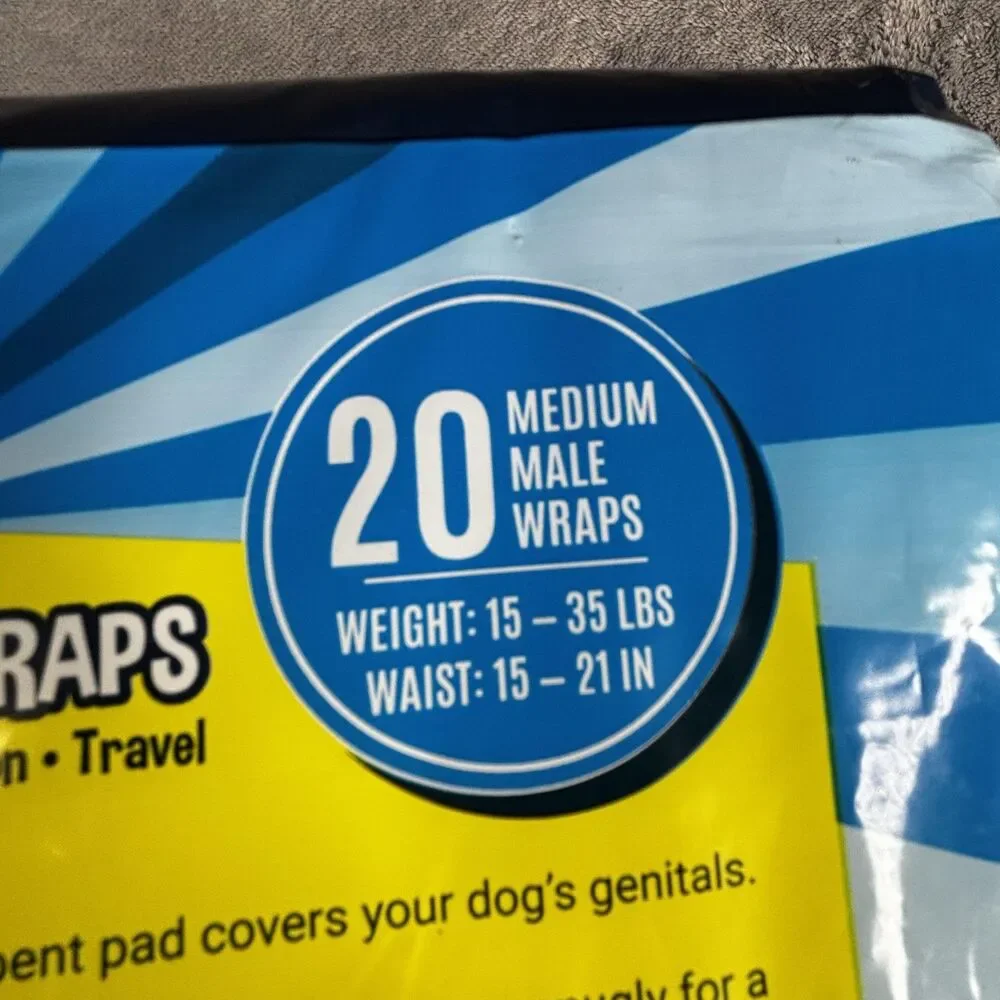 Bodhi Dog Disposable Male Doggie Wraps 20 Pack Medium 15-35 lbs Waist 15-21 Inch